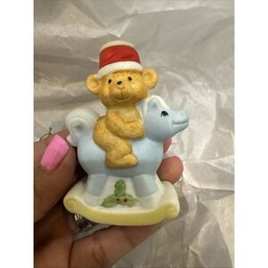 Vintage Jasco Porcelain Rocking Horse Teddy Bear Candle /‎ Taper Holder